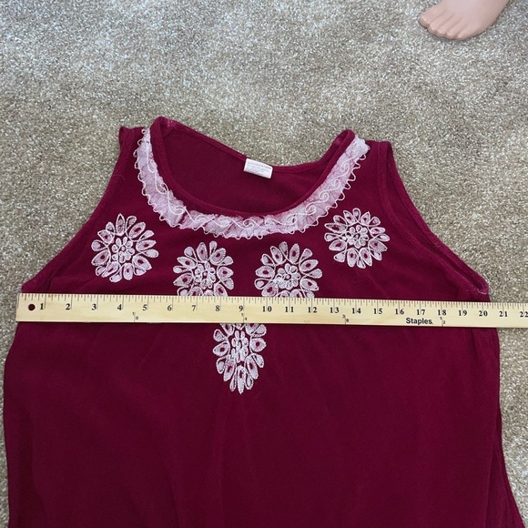 ASHA brand dress asymmetrical loose fitting dress maroon embroidered SZ LG - Picture 10 of 11